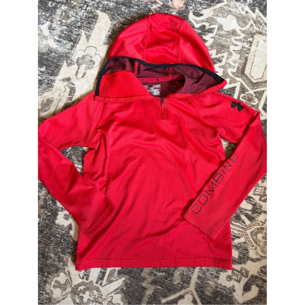 Under Armour Red Kids' Quarter-Zip Hoodie with 'Combine' Sleeve YSM
